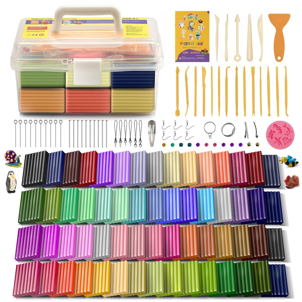 Polymer Clay 60 Colors Oven Baked Non Sticky Sculpting Tools Aestd ST