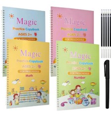 Magic Copy Practice Book Copybook Letters Set (4) Pack with Pens Refills English
