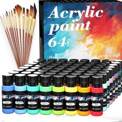 ACRYLIC PAINT SET for Kids Adults Artists Canvas 60ml 64 Colors 76 Pcs HUESTRY