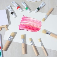 24 Pcs Wooden Stencil Brushes, Natural Bristle Template Paint Brush, Bristle …