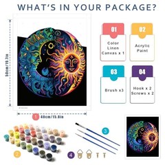 Moon Paint by Number for Adults – Paint by Numbers for Sun and Moon Symbol