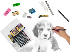 June Gold 6 Gray Kneaded Erasers, Blend, Shade, Smooth, Correct, Medium,