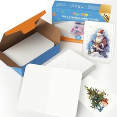 Funto Blank Watercolor Cards and Envelopes, 50 Cards, 5×7, 140lb/300gsm, Whit…