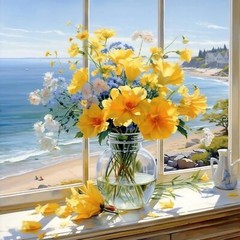 Flowers Paint by Numbers Kit for Adults Beginner DIY Acrylic 16×16 Inch