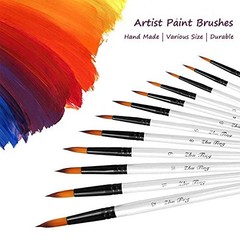 Acrylic Paint Brushes Set – 12pcs Professional Round Tip – 12 Different Sizes