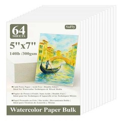 Watercolor Paper Pad 5×7 Inch 64 Sheets 140lb Cold Press Bulk Art Paint Paper