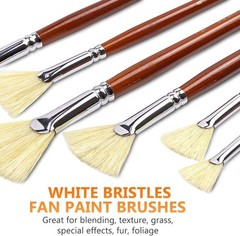 DUGATO Artist Fan Paint Brush Set of 7, White 7pcs Brushes, White, Brown
