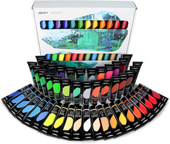 ARTIFY Acrylic Paint, Set of 48 Color (1.29 Oz, 38Ml) with a Storage Box, Rich P