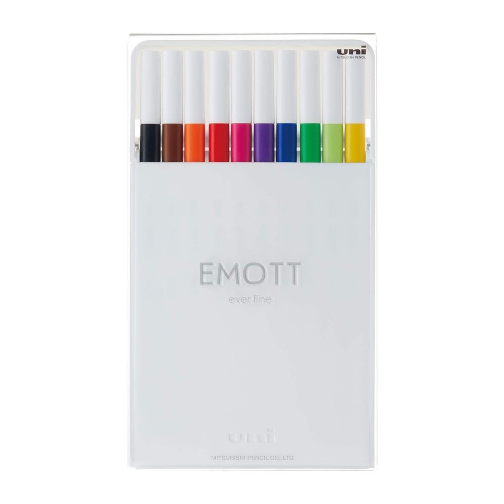 Emott Fineliner Pen Set #1, 10-Colors, Assorted No.1 Set of 10 Colors