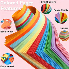 Colored Paper 100 Sheets, 20 Assorted Colors Construction A4 Copy Paper for Scho