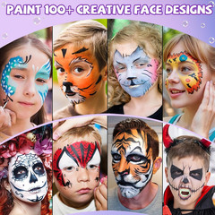 Face Painting Kit – 42 Colors Water Activated Face Paint Set, Easy Apply & Remov