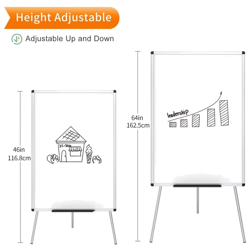 Portable Whiteboard Easel, 36×24 Inches, Height Adjustable