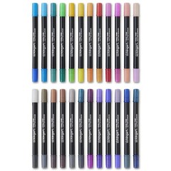 24-Piece Dual Tone Glitter Marker Set – 48 Shimmering Colors (2 per Pen) – Fl…