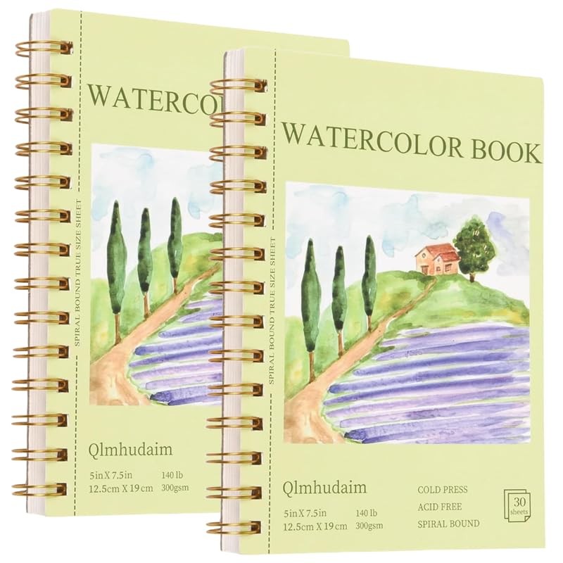 2 PCS Spiral Watercolor Paper Pad 30 Sheet 140lb/300g 5×7.5 Inch AcidFree