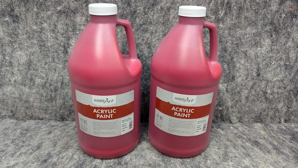 2 x Bright Red/Brite Red Acrylic Paint, 64oz/1/2 Gallon Handy Art 🔥NEW/SEALED🔥