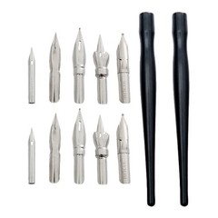 2 Sets Durable Plastic and Metal Pen Holders for Cartoon Drawing and Writing