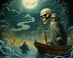 Grim Reaper Skeleton Paint By Number Kit 16×20″ Dark Fantasy Gothic Ferryman NIP