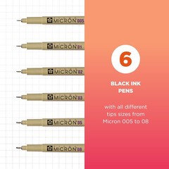 Pigma Micron Fineliner Pens – Archival Black Ink Pens – Pens for Writing, Dra…