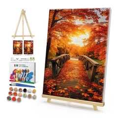 Framed Paint by Numbers Kit for Adults, Autumn Leaves Paint by Numbers Kit fo…