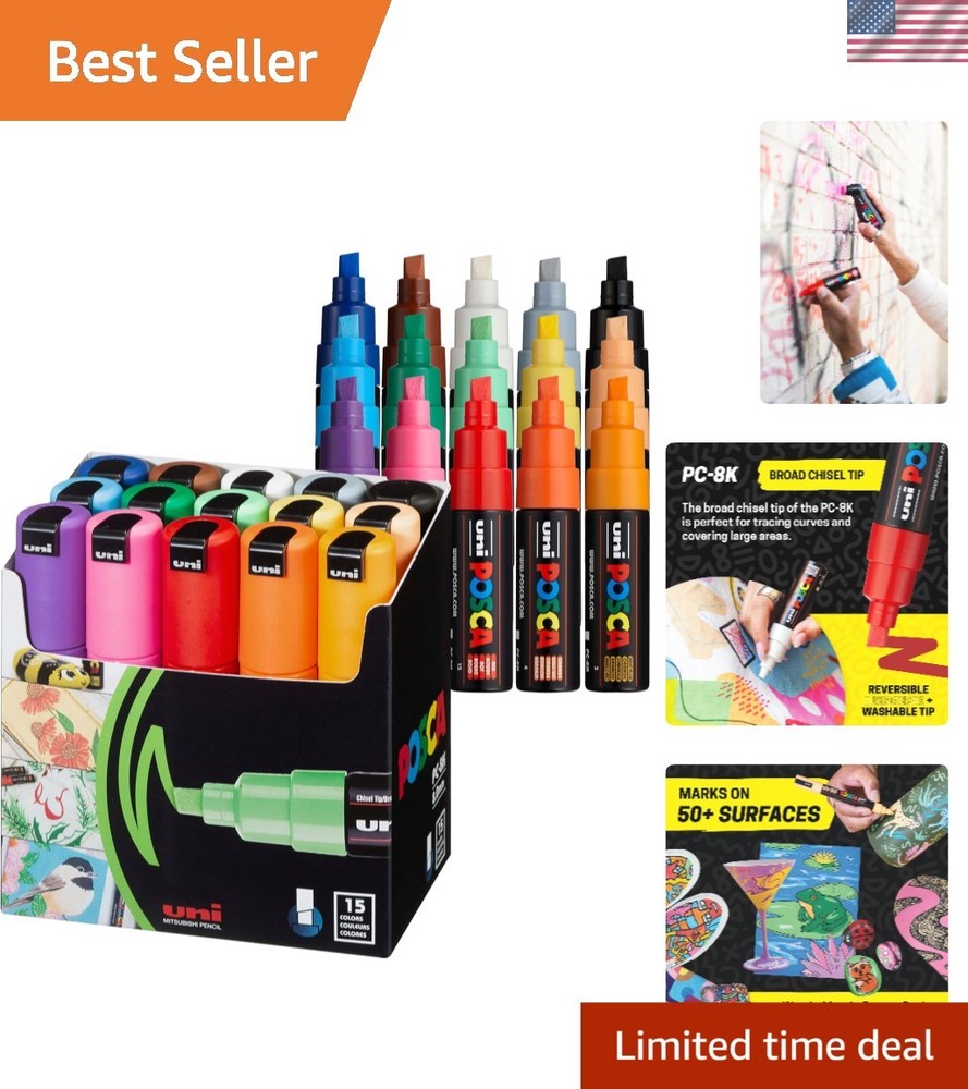 15 Non-Toxic Paint Markers with Waterproof Ink – Ideal for All Crafts & Decor
