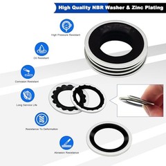 30PCS A/C Compressor Seal Washers Kit, Air 30PCS 15.2mm*28.5mm (Black)