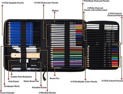 76 Pack Drawing Set Sketching Kit, Pro Art Supplies with 3-Color Sketchbook, …