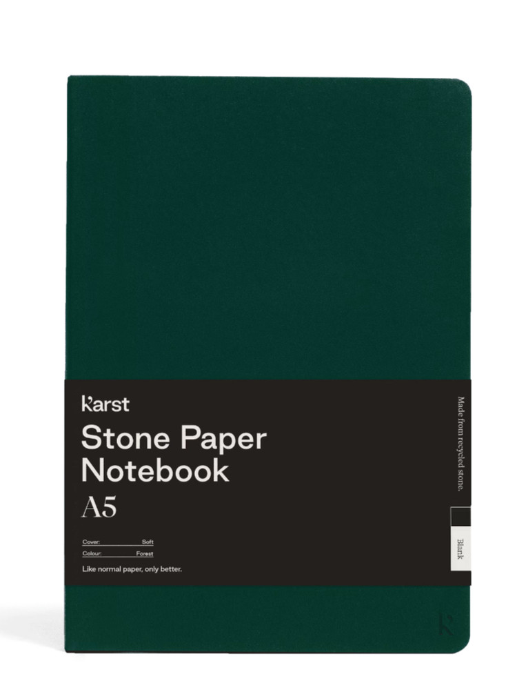 Karst Stone Paper A5 Softcover Notebook – Blank – 144 Pages 144gsm Forest Green