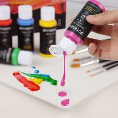 Acrylic Paint Set with 10 Brushes, 18 Colors Outdoor/Indoor (59ml, 2 oz) Art