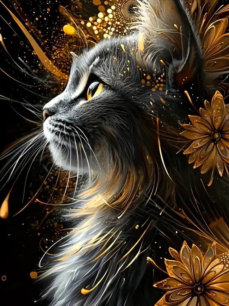 Black Cat Diamond Art Kits for Adults, 5D 11.8×15.7 inches, KM590-1