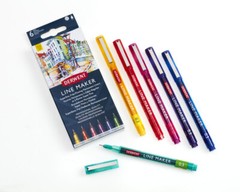 Derwent Line Maker Paint Ink Pens Sets in Assorted Colours 3pc or 6pc
