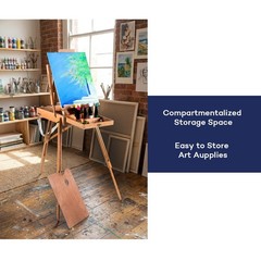 Artkey Beechwood French Easel with Sketch Box & Storage Drawer, Portable Fold…