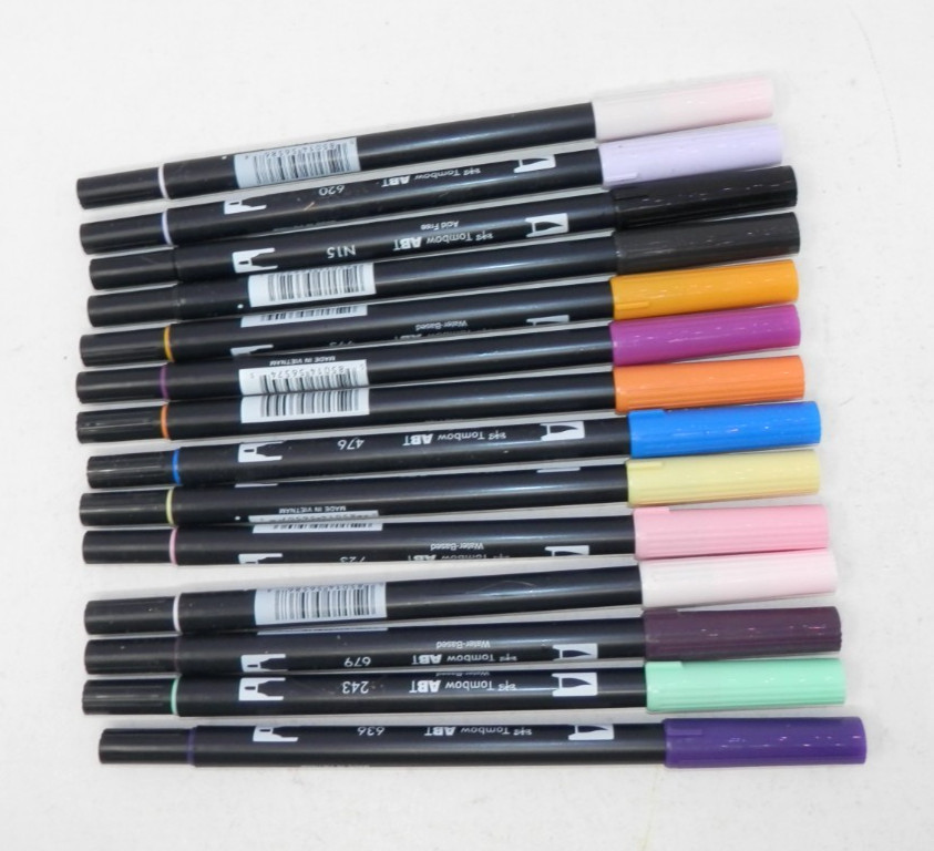 Tombow ABT Dual End Brush Markers • Lot of 14 Water Based Acid Free Tested