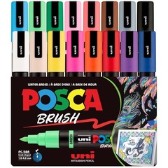Colorful Reversible Brush Tip Markers, 16-Piece Set”