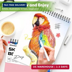 Soucolor Cute Sketch Book 9″ x 12″ for Teen Girls,Sketchbook 100 Sheets Spiral N