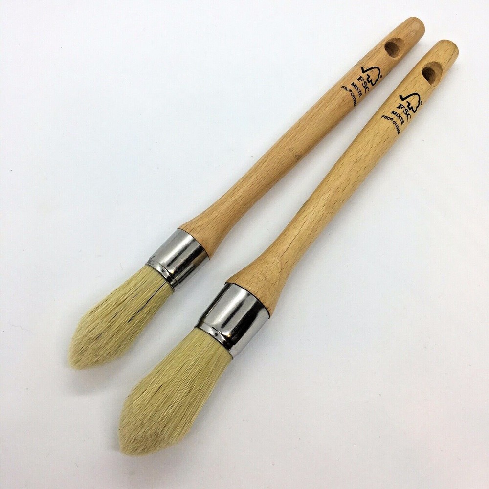 Mop Style Paint Wax And Watercolor Brush Natural Bristles 2Pc Set Size 21 & 25