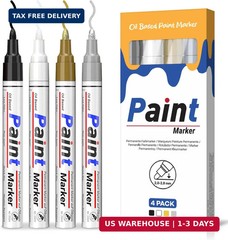 Paint Markers 4 Colors Oil Based Paint Pens – Gold, Silver, Black & White Perman