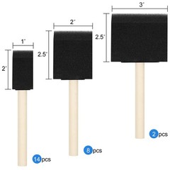 24 Pcs Foam Paint Brushes, Wood Handle Sponge Brushes for 24 PCS, Color