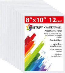 12 Pack 8X10 Canvas Boards for Painting, Gesso Prime for Acrylic Oil Watercolor