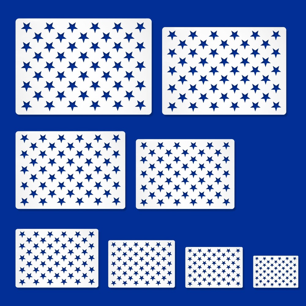 8 Pack 50 Star Stencils for American Flag Templates Wood Painting Crafs Fabric