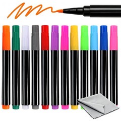 12-Color LED Drawing Board Markers, Erasable Light Board Pens, Microfiber Cloths