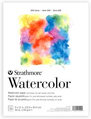 Strathmore 200 Series Watercolor Paper Pad, 9×12 inch, 15 Sheets