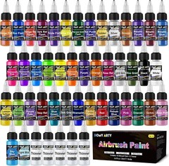 Professional 48-Bottle Airbrush Paint Kit – Gloss Finish & Smooth Consistency=