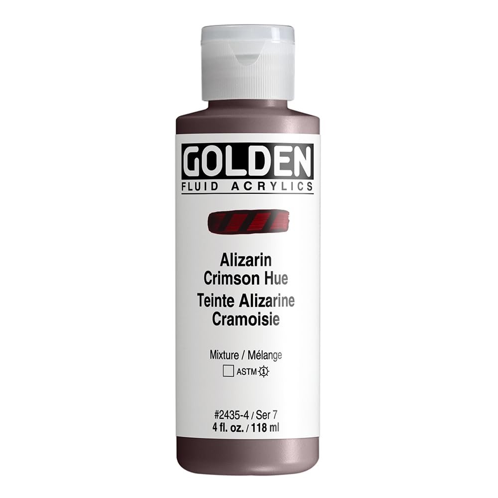 Alizarin Crimson Hue Fluid Acrylic Paint Transparent 4 Oz Bottle Art