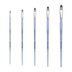 XDT#263-1 Filbert Art Brush 5Pc #1#3#5#7#9 Ex-Stiff Nylon Acrylic Oil Watercolor