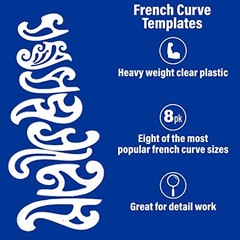 Westcott French Curve Template, Set of 8 (FC-8) Assorted Sizes