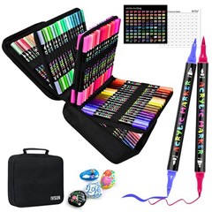 Acrylic Paint Pens, 100 Colors Dual Tip Paint Markers with Fine Tip and Brush…