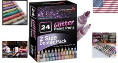 24 Glitter Pens for Rock, Ceramic, Glass, Fabric Painting /.