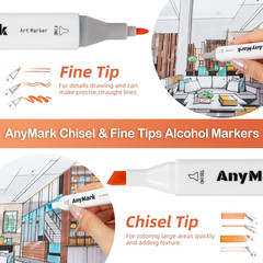 Anymark Alcohol Markers, 60 Colors Dual Tip Art Coloring Markers Set for Kids Ad
