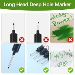 Long Head Deep Hole Marker Pens, 15PCS Long Nib Marker 20mm Quick Dry Waterproof