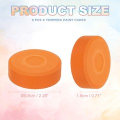 6 Pcs Washable Tempera, 2.3″x0.7″ Large Tempera Paint Cakes, Orange